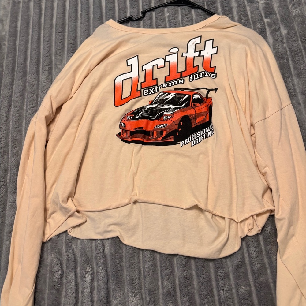 Fashion Nova Beige Drift Graphic Crop Top